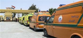 16 سيارة إسعاف لنقل الجرحى والمصابين الفلسطينيين لمستشفيات العريش وبئر العبد والإسماعيلية 
